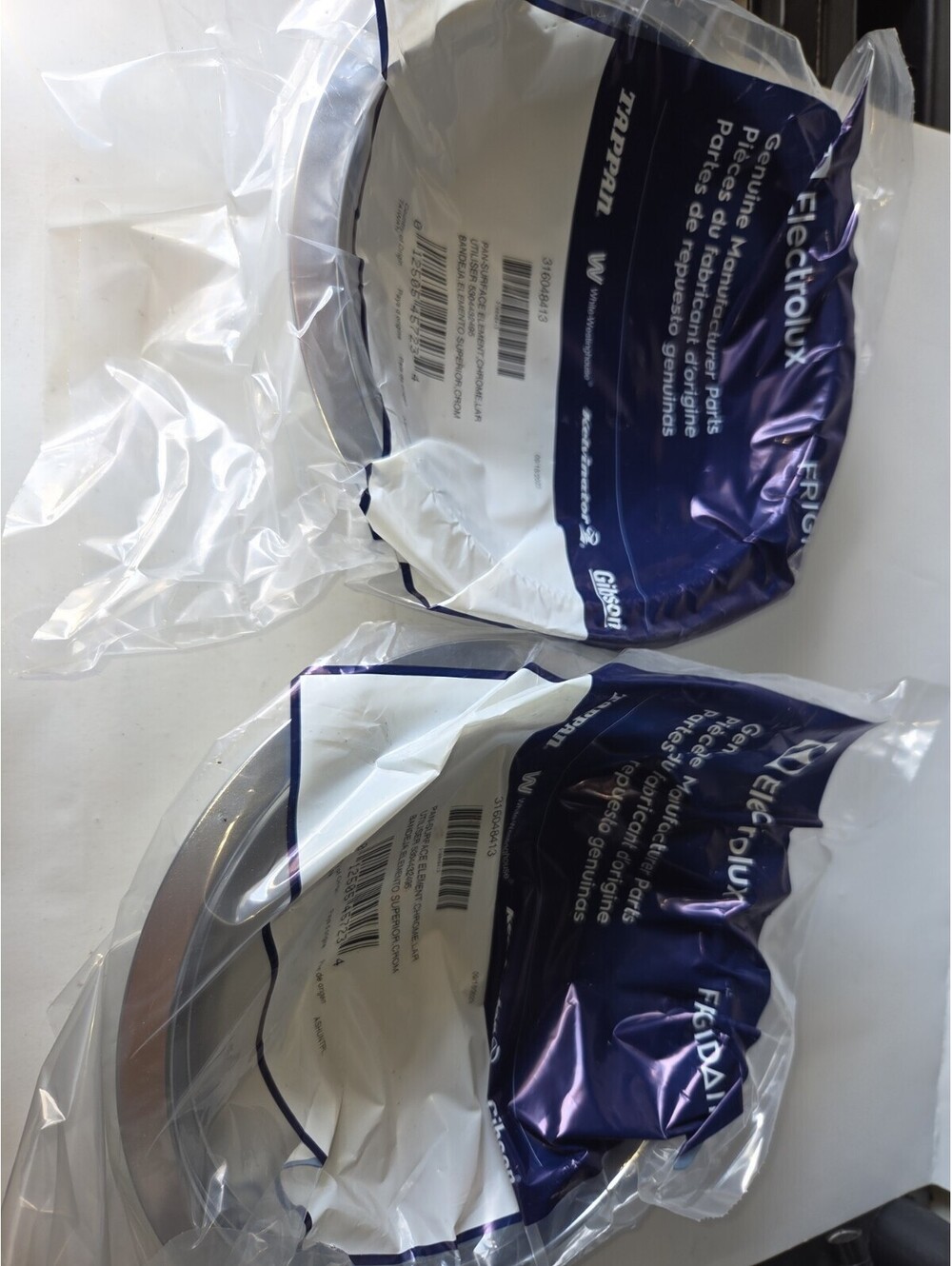 - Lot of 2 - Electrolux 316048413 Drip Pan Ring Chrome Pan 8" A6